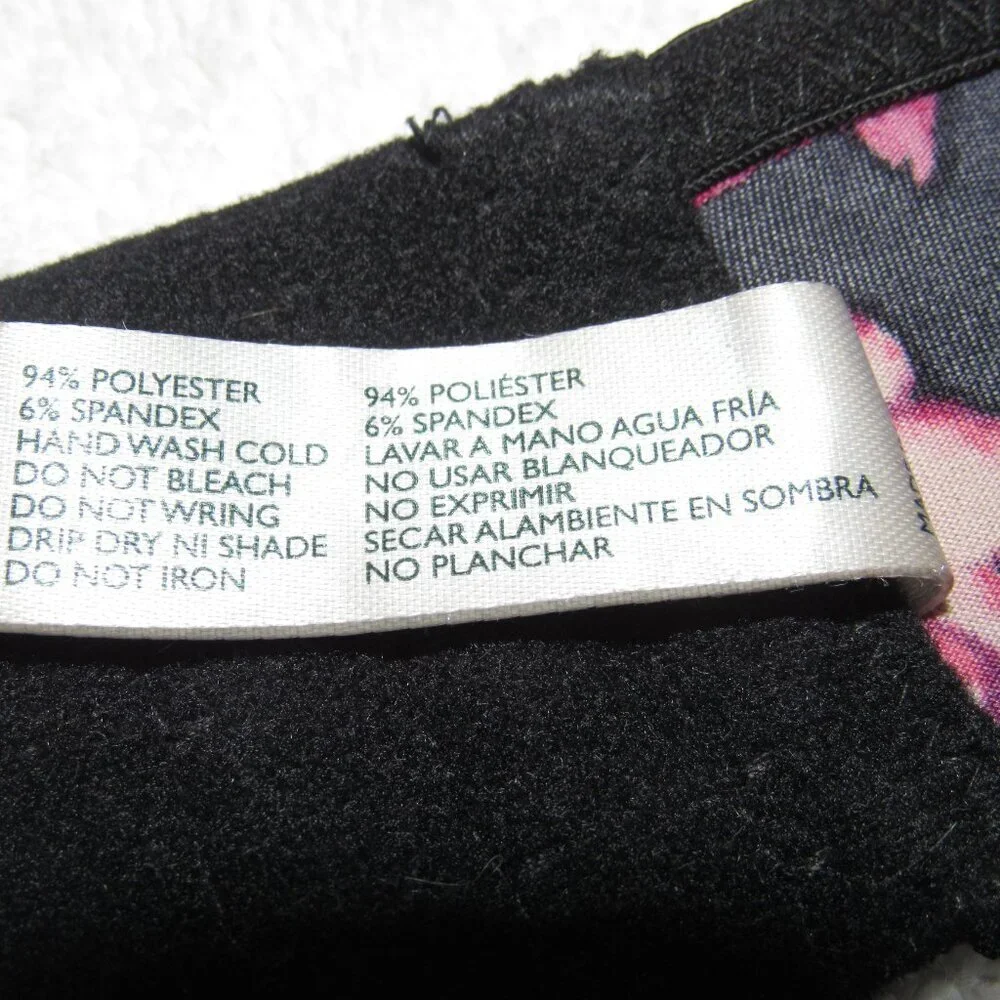 Laura Ashley 36B Lace-Trim Floral Underwire Bra – Black & Pink